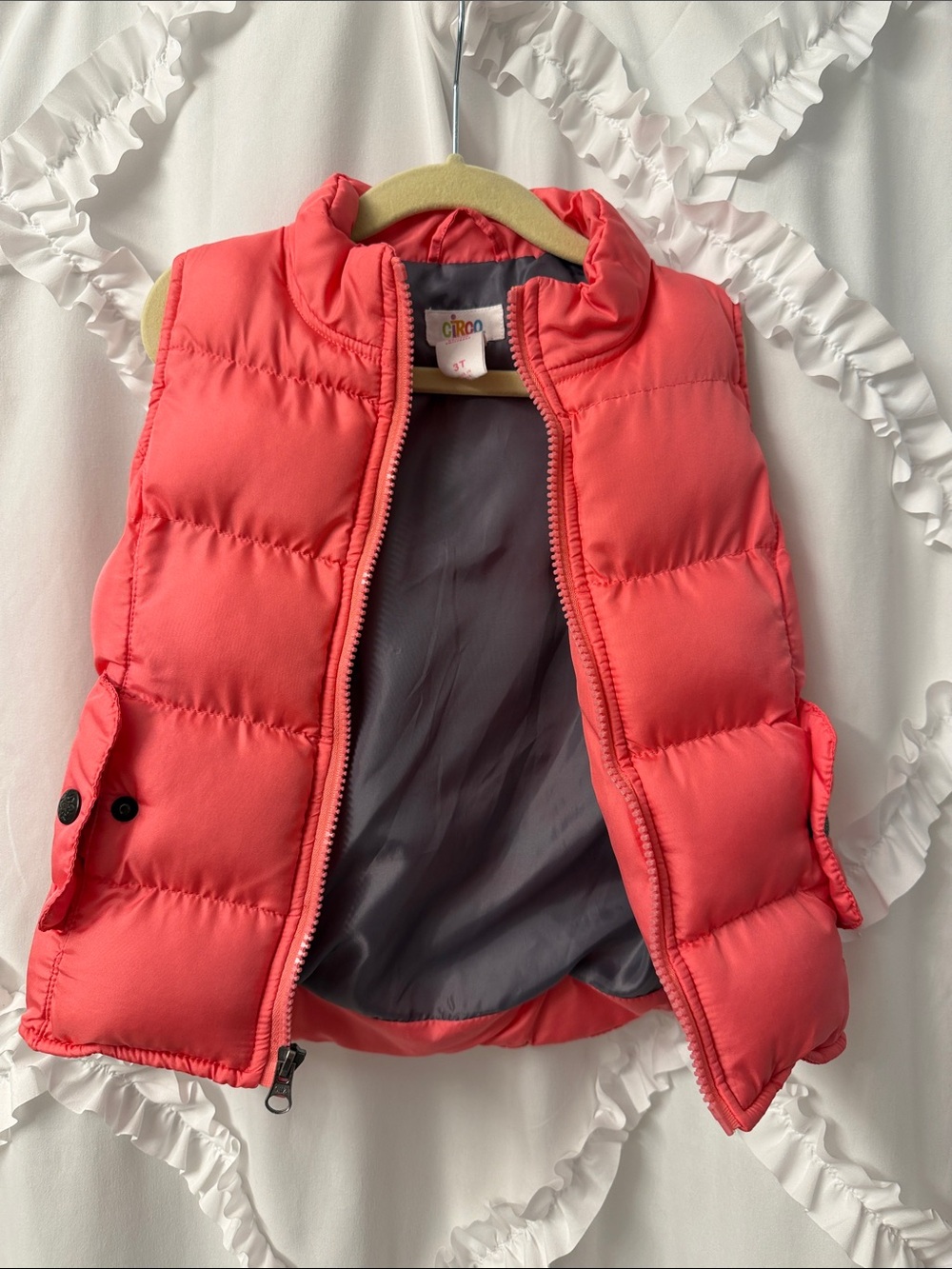 Circo Coral-Red Quilted Puffer Vest